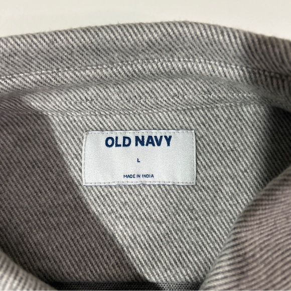 Old Navy Heavyweight Shirt Men’s Large Gray Soft Flannel Classic Fit Long Sleeve - Picture 7 of 11